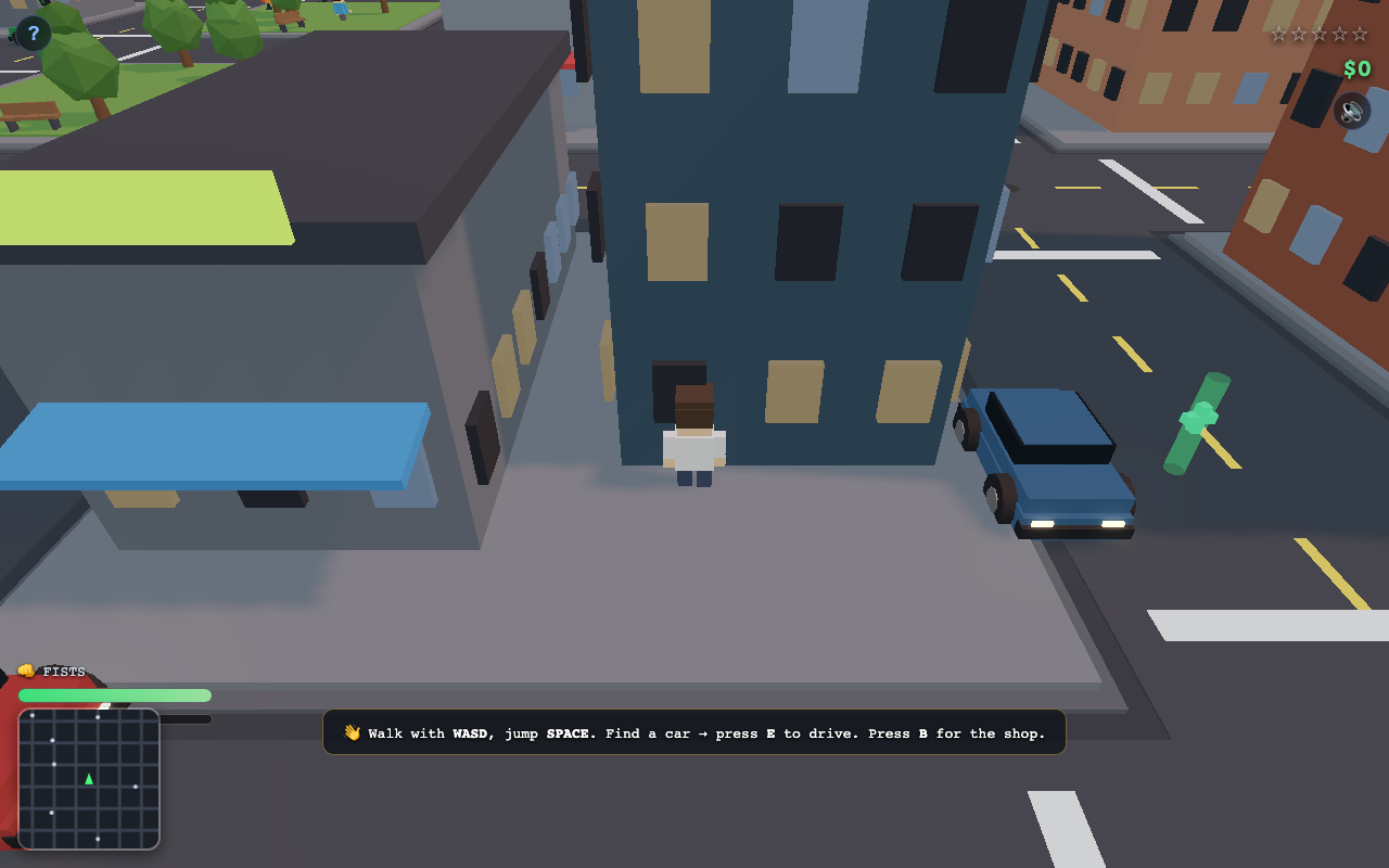 Grand Theft Voxel gameplay HUD