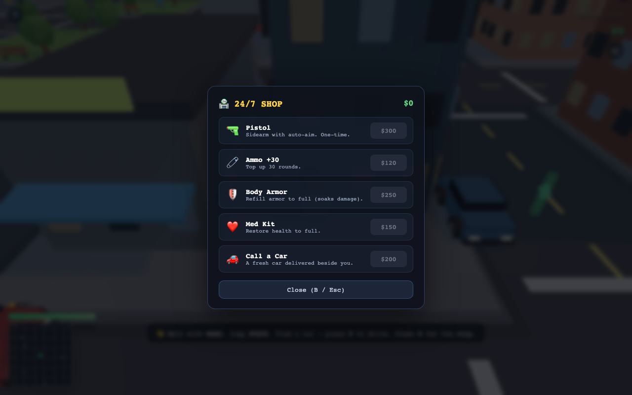 Grand Theft Voxel 24/7 shop